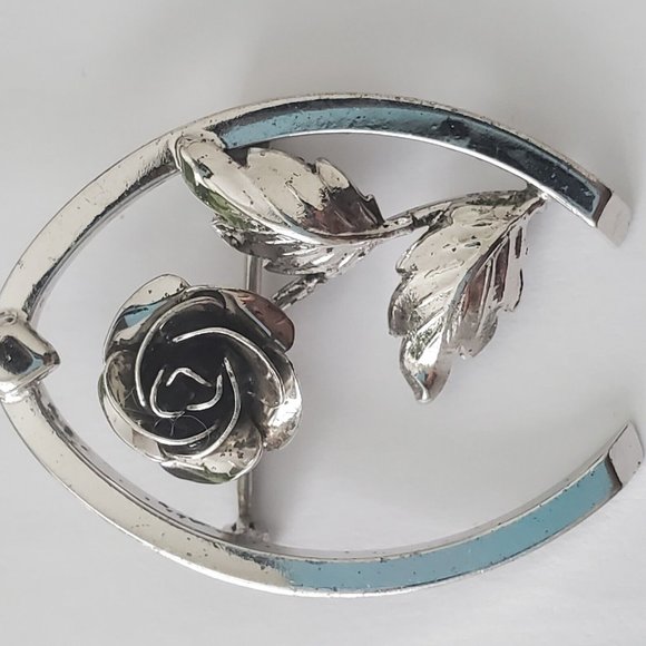 Vintage Bond Boyd Sterling Silver Rose Wishbone Silver Brooch / Pin - Picture 6 of 11